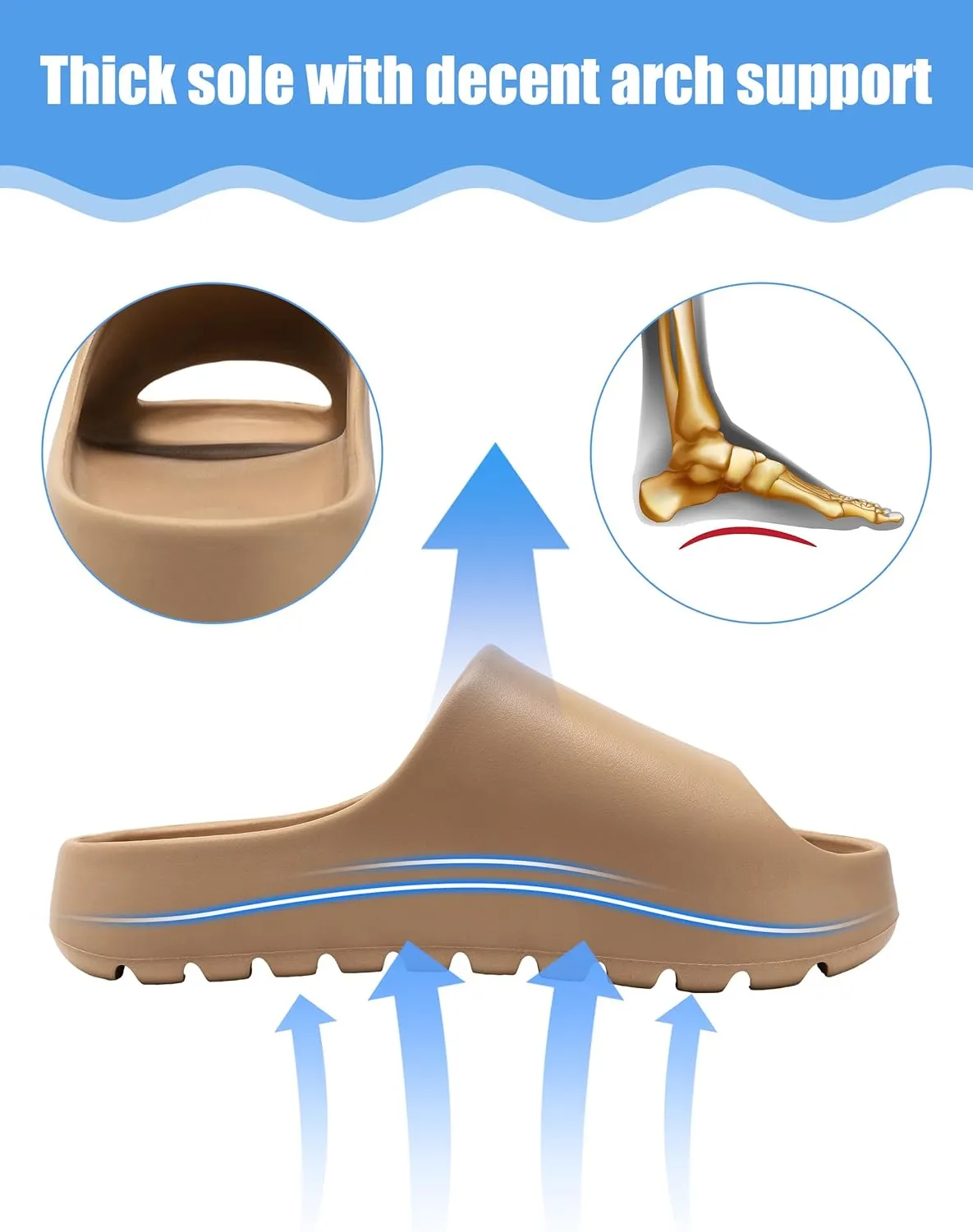 Unisex Cloud Slippers, Waterproof House Slide Sandals Shower Shoes Bathroom, Walking Sandals Women Comfortable Indoor Outdoor Pool Beach