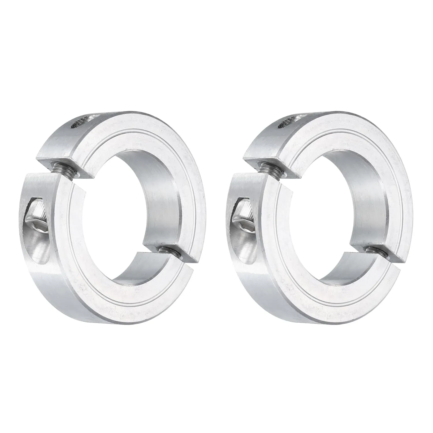 uxcell 2Pcs Double Split Clamp-On Shaft Collar for 1-3/8" Shaft, Two-Piece Clamping Collar 2-1/4" OD, 9/16" Thickness, Aluminum Alloy Set Screw Split Collar Clamp