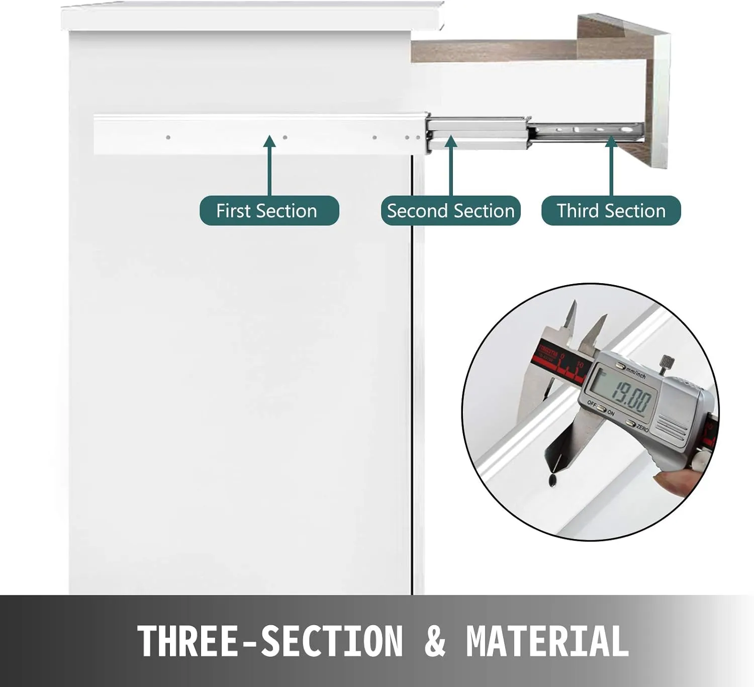 VEVOR Drawer Slides 22inch, 1 Pair Locking Drawer Slides 500lbs Load Capacity, Side Mount Ball Bearing, 3-Fold Full Extension