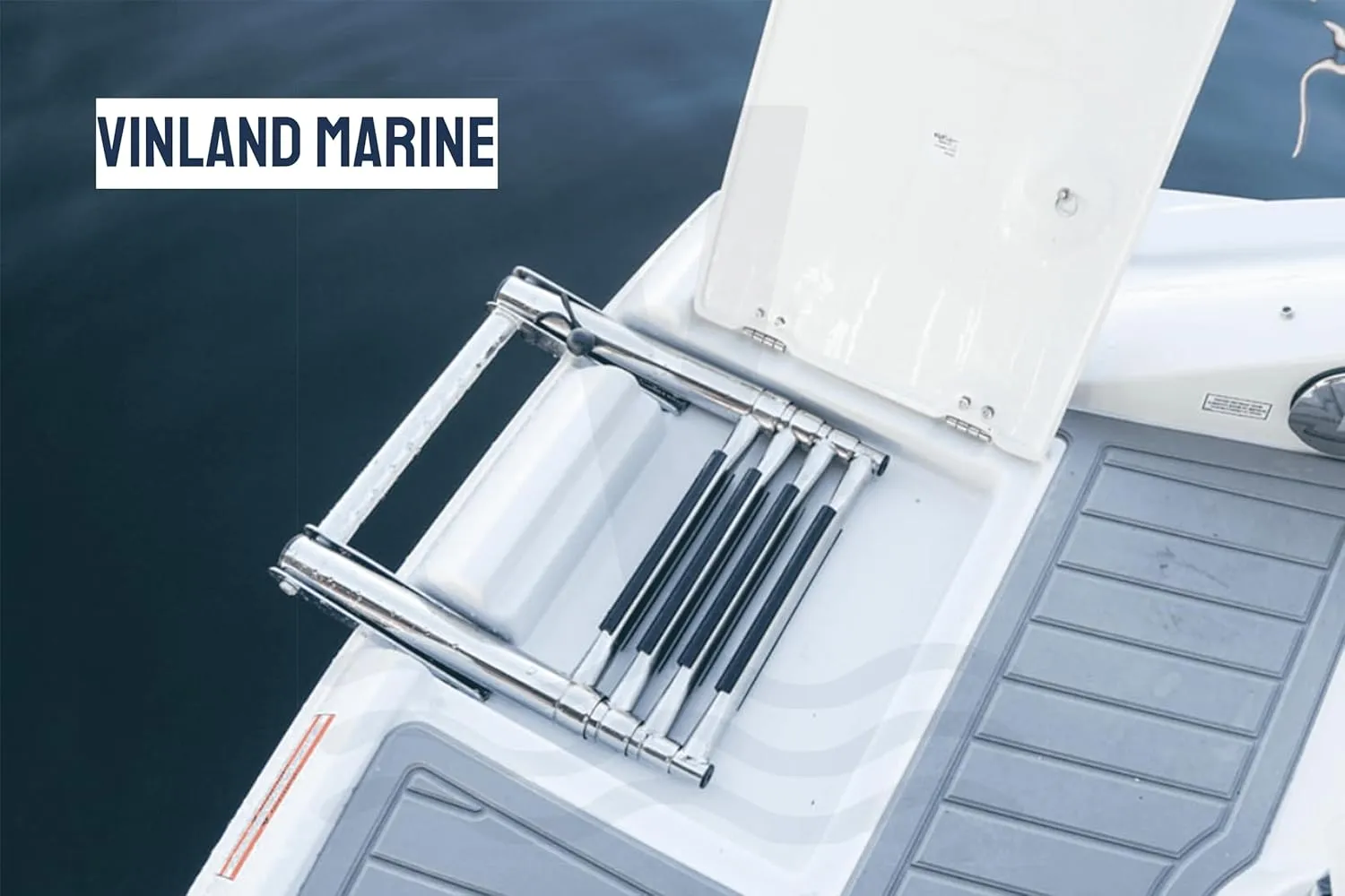 Vinland Marine 4-Step Over Platform Boat Ladder w/Horizontal Handle 304 Stainless Steel Telescoping Boat Ladder Pontoon, Bass, Jon