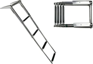 Vinland Marine 4-Step Over Platform Boat Ladder w/Horizontal Handle 304 Stainless Steel Telescoping Boat Ladder Pontoon, Bass, Jon