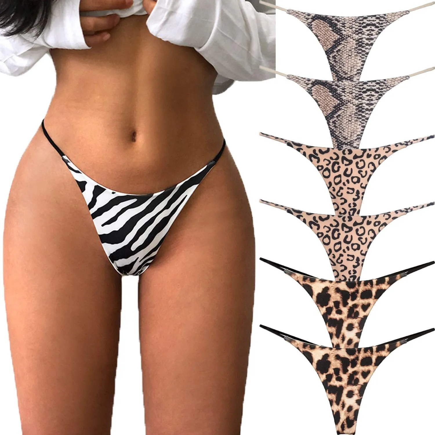 VISSAY Seamless G-String Thongs for Women, No Show Ladies Thong Underwear, Stretch Comfortable Breathable Panties Pack