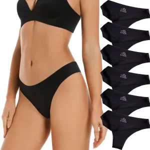 VISSAY Seamless Underwear for Women, No Show Cheeky Bikini Panties, Ladies Satin Invisible Breathable Briefs for Women Pack