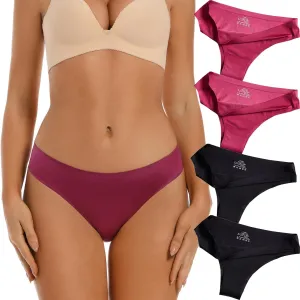 VISSAY Seamless Underwear for Women, No Show Cheeky Bikini Panties, Ladies Satin Invisible Breathable Briefs for Women Pack