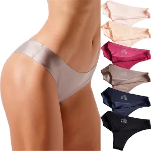 VISSAY Seamless Underwear for Women, No Show Cheeky Bikini Panties, Ladies Satin Invisible Breathable Briefs for Women Pack