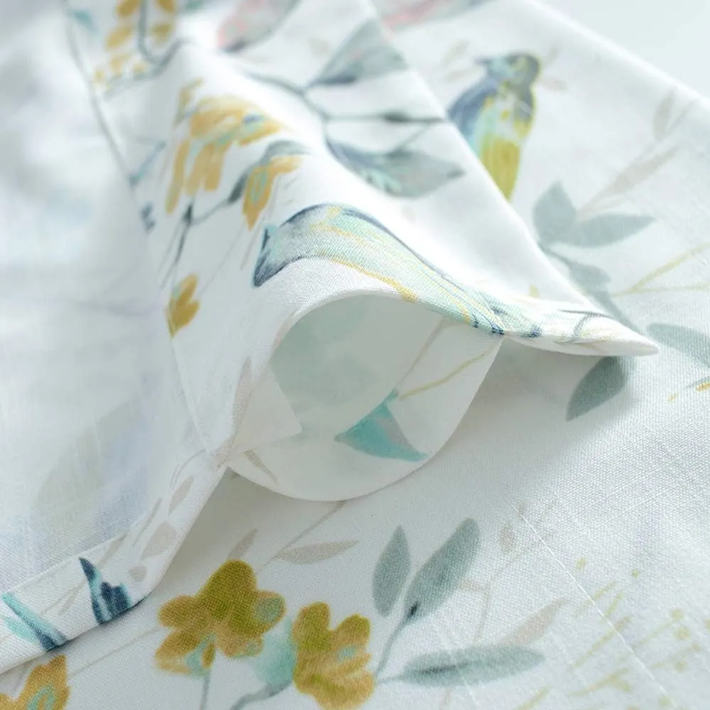 VOGOL Tie Up Shades for Kitchen, Birds and Floral Print Tie-Up Curtains for Kitchen Windows Adjustable Rod Pocket 63 Inch Length Adjustable Balloon Shades for Bathroom Small Cafe, One Piece