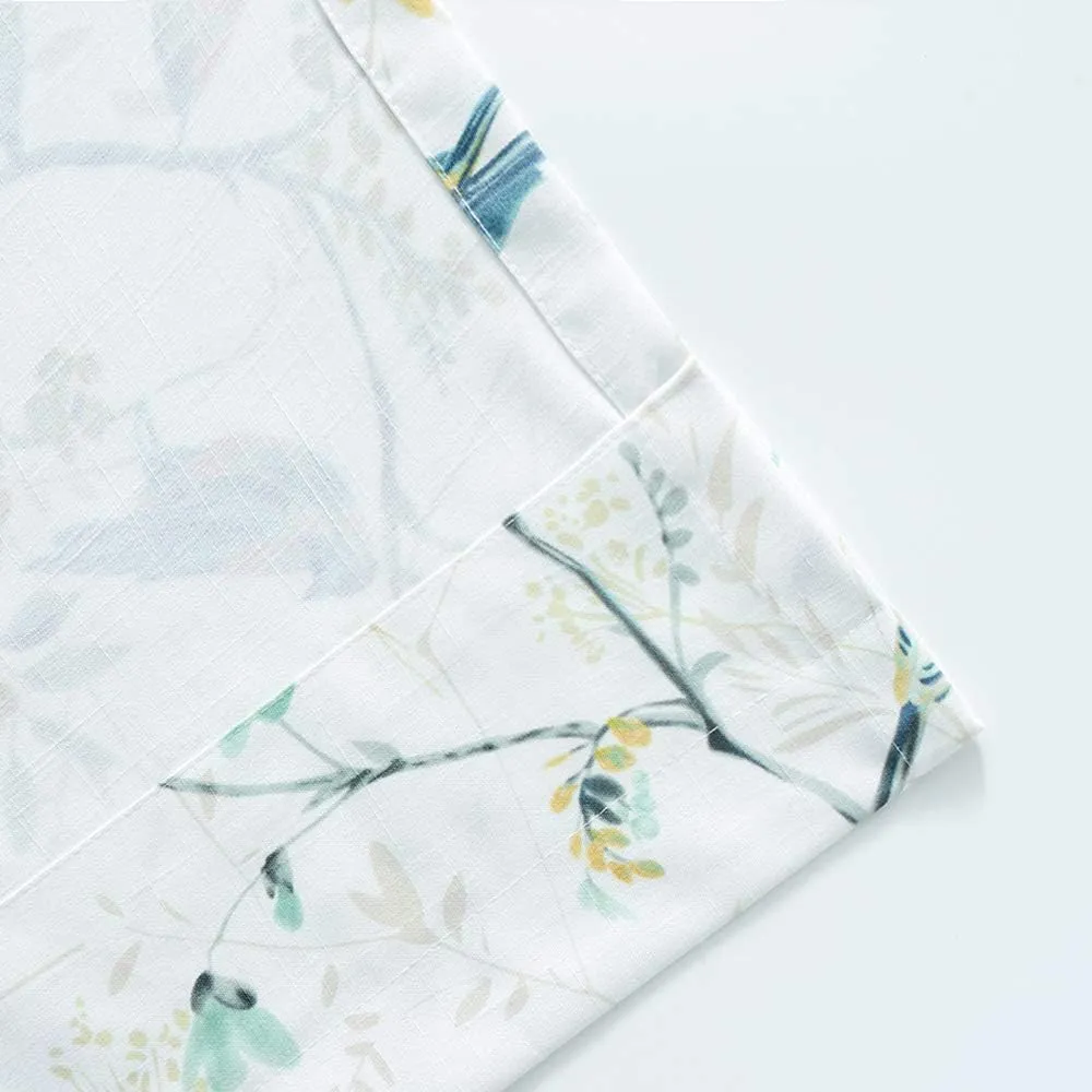 VOGOL Tie Up Shades for Kitchen, Birds and Floral Print Tie-Up Curtains for Kitchen Windows Adjustable Rod Pocket 63 Inch Length Adjustable Balloon Shades for Bathroom Small Cafe, One Piece