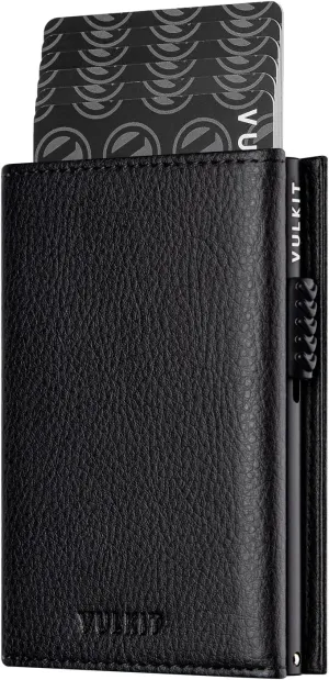 VULKIT Card Holder Wallet with Coin Pocket Magnetic Closure Pop Up Cards With ID Window Leather Wallet for Cash & Credit Cards