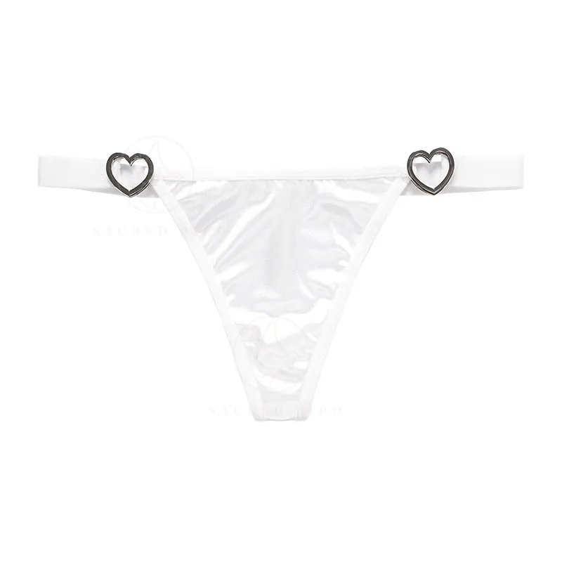 Waist Side Splicing Satin Thin Athletic Thong Panties