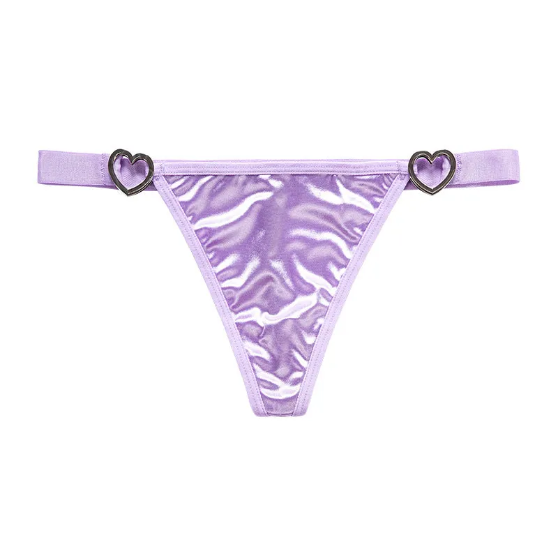 Waist Side Splicing Satin Thin Athletic Thong Panties