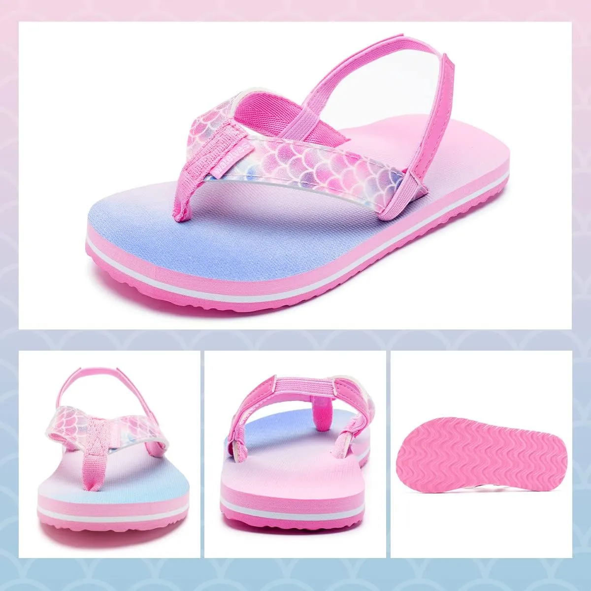 WateLves Girls & Boys Kids Flip Flop summer Slide Sandals Slip on Suitable for Bath Shower Beach pool (Little Kid/Big Kid)