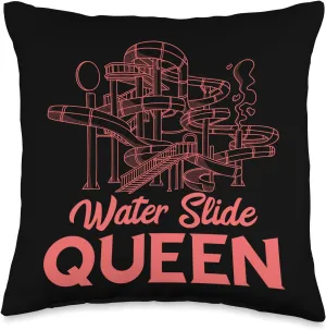 Water Slide Queen Waterslides Amusement Aqua Park Lover Throw Pillow
