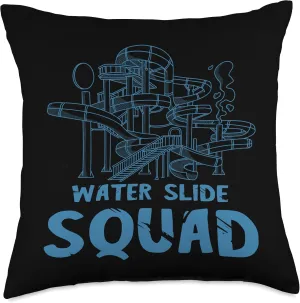 Water Slide Squad Amusement Team Park Water Slide Lover Throw Pillow