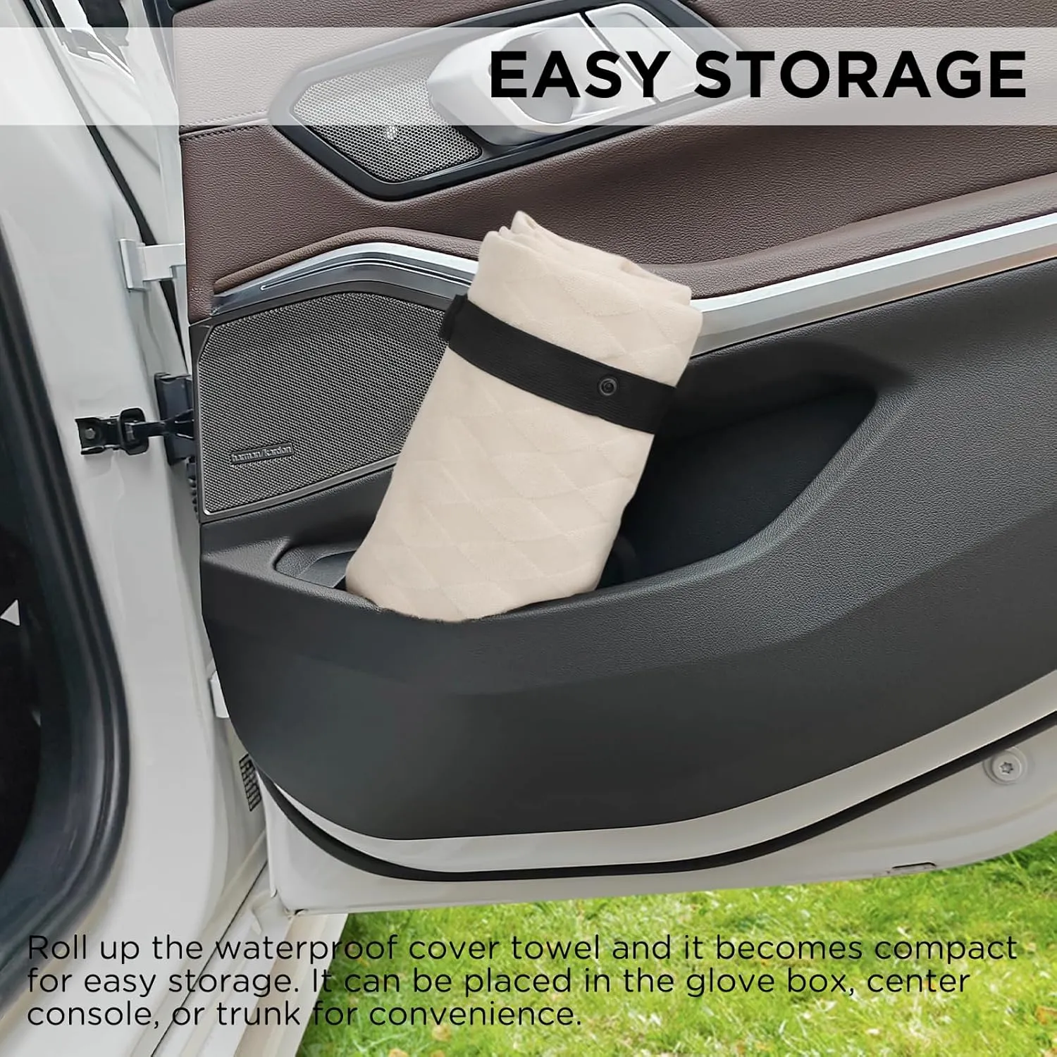Waterproof Seat Cover Towel, 2PCS Premium Sweat Carseat Protector, Perfect for Universal Anti-Slip Car Truck SUV Seat, Great for Surfing Yoga Gym Workout, Beige (Jacquard)