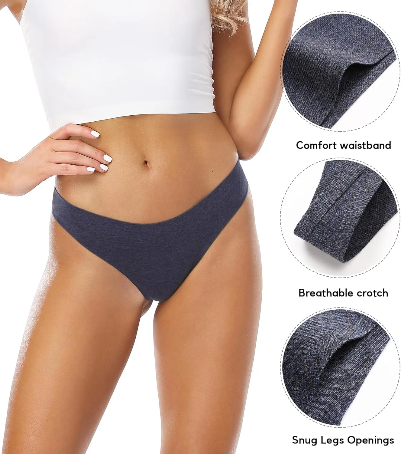 Wealurre Women's Cotton Thong Breathable Panties Low Rise Underwear
