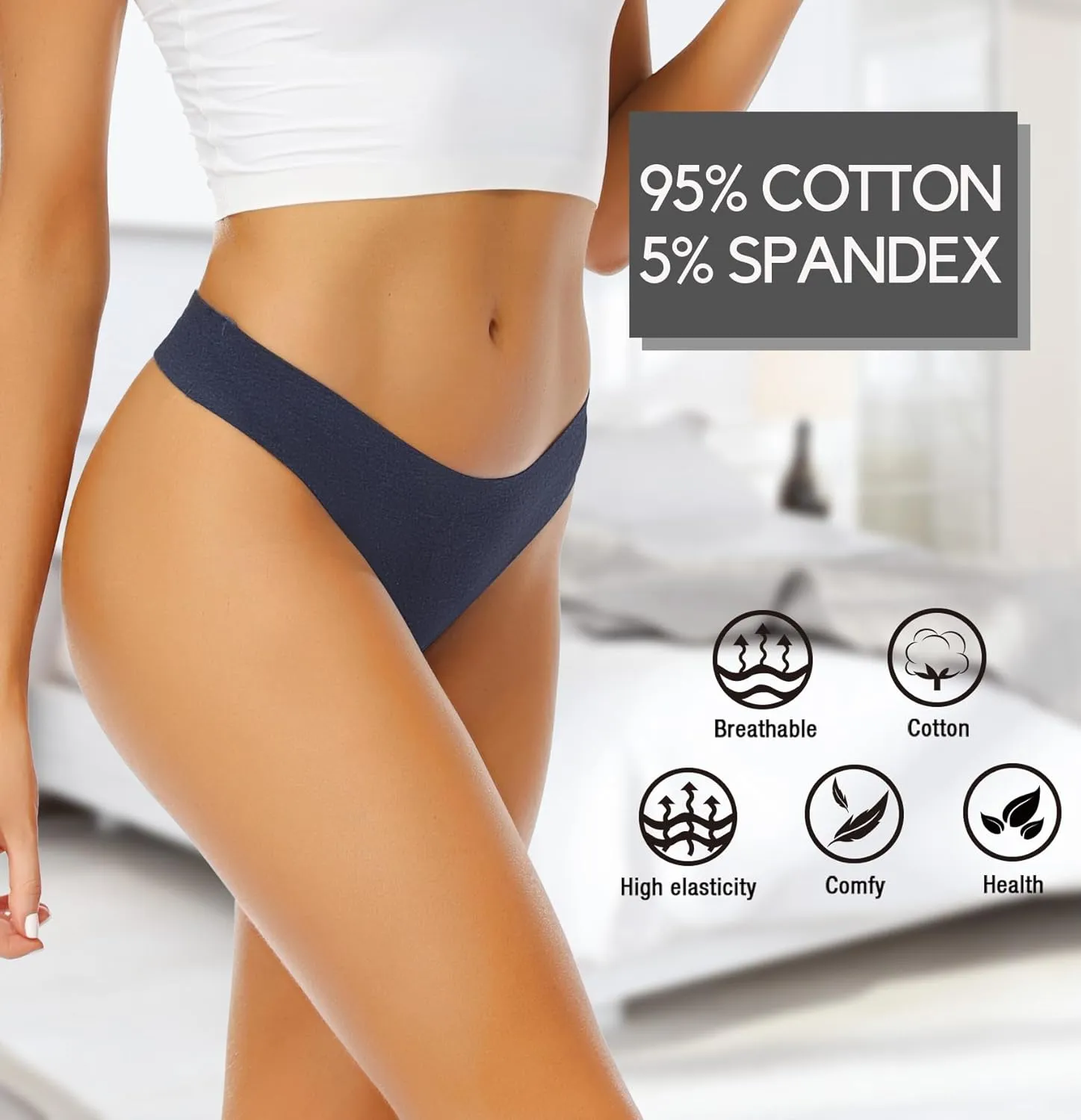 Wealurre Women's Cotton Thong Breathable Panties Low Rise Underwear