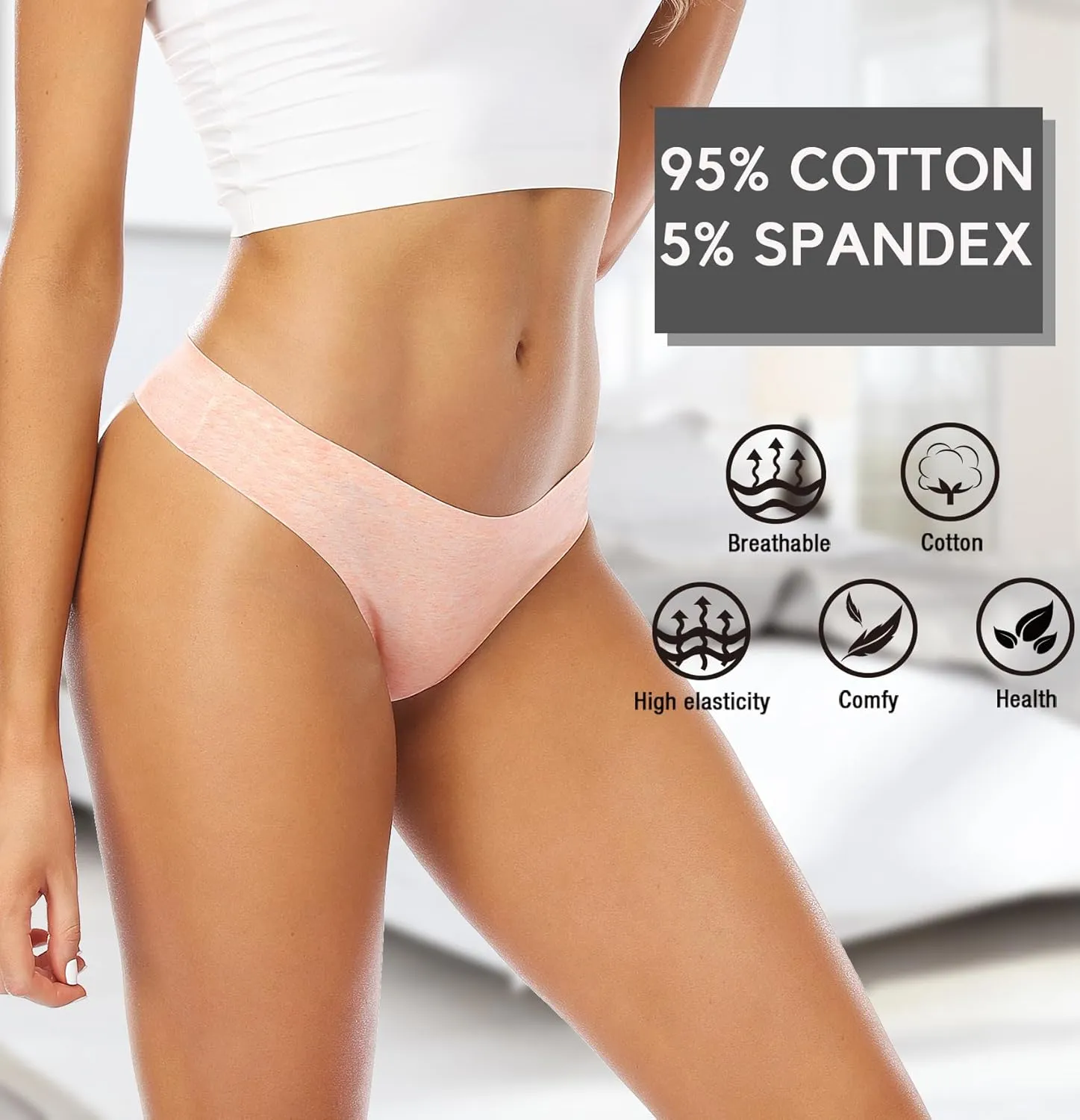 Wealurre Women's Cotton Thong Breathable Panties Low Rise Underwear