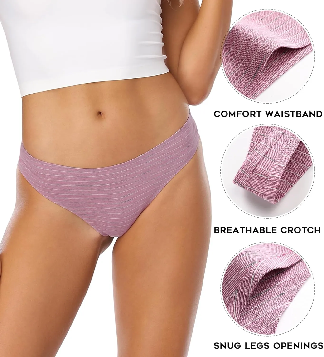 Wealurre Women's Cotton Thong Breathable Panties Low Rise Underwear
