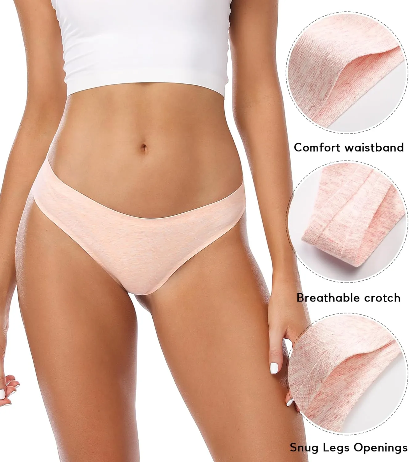 Wealurre Women's Cotton Thong Breathable Panties Low Rise Underwear