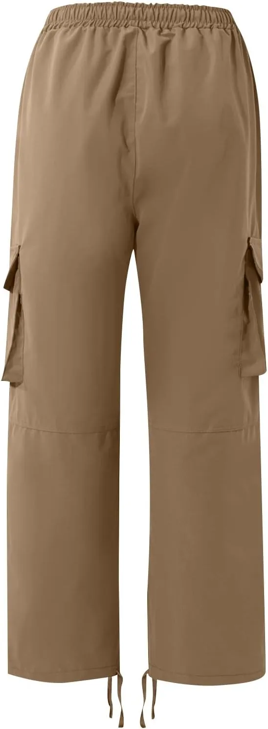WENKOMG1 Men's Basic Tactical Bottoms Breathable Elastic Waist Trousers Pencil Leg Sports Bottoms