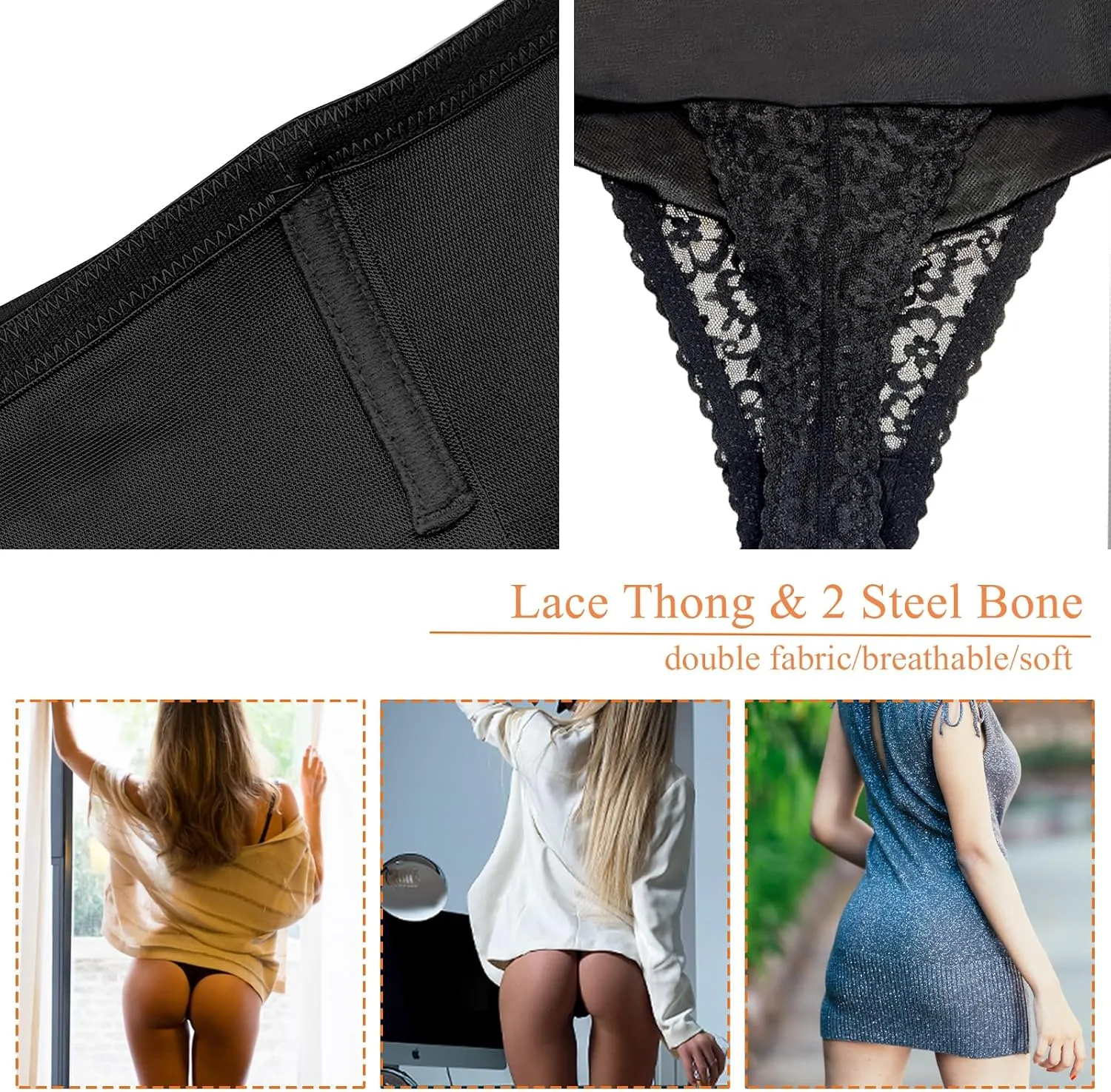 Werena Tummy Control Thong Shapewear for Women Mid High Waisted Body Shaper Underwear Lace Shaping Thong Girdle Panties