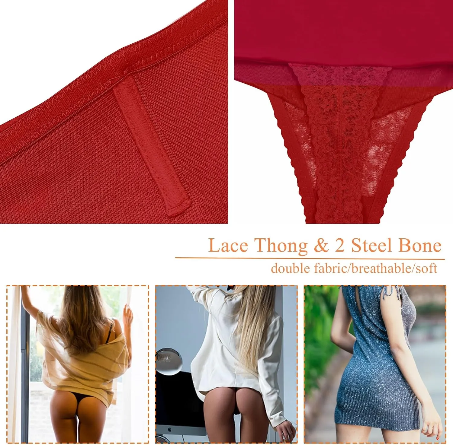 Werena Tummy Control Thong Shapewear for Women Mid High Waisted Body Shaper Underwear Lace Shaping Thong Girdle Panties