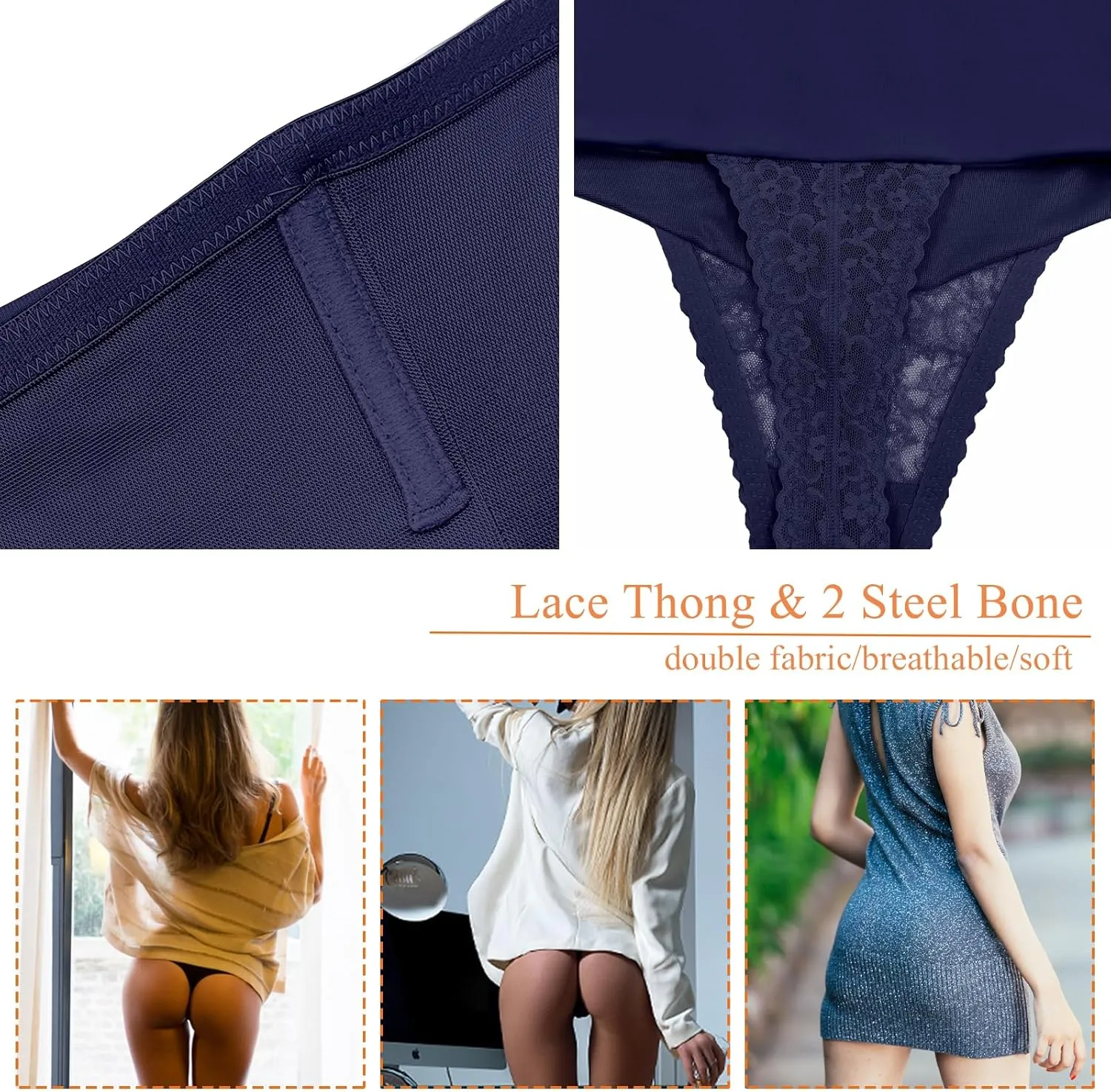 Werena Tummy Control Thong Shapewear for Women Mid High Waisted Body Shaper Underwear Lace Shaping Thong Girdle Panties