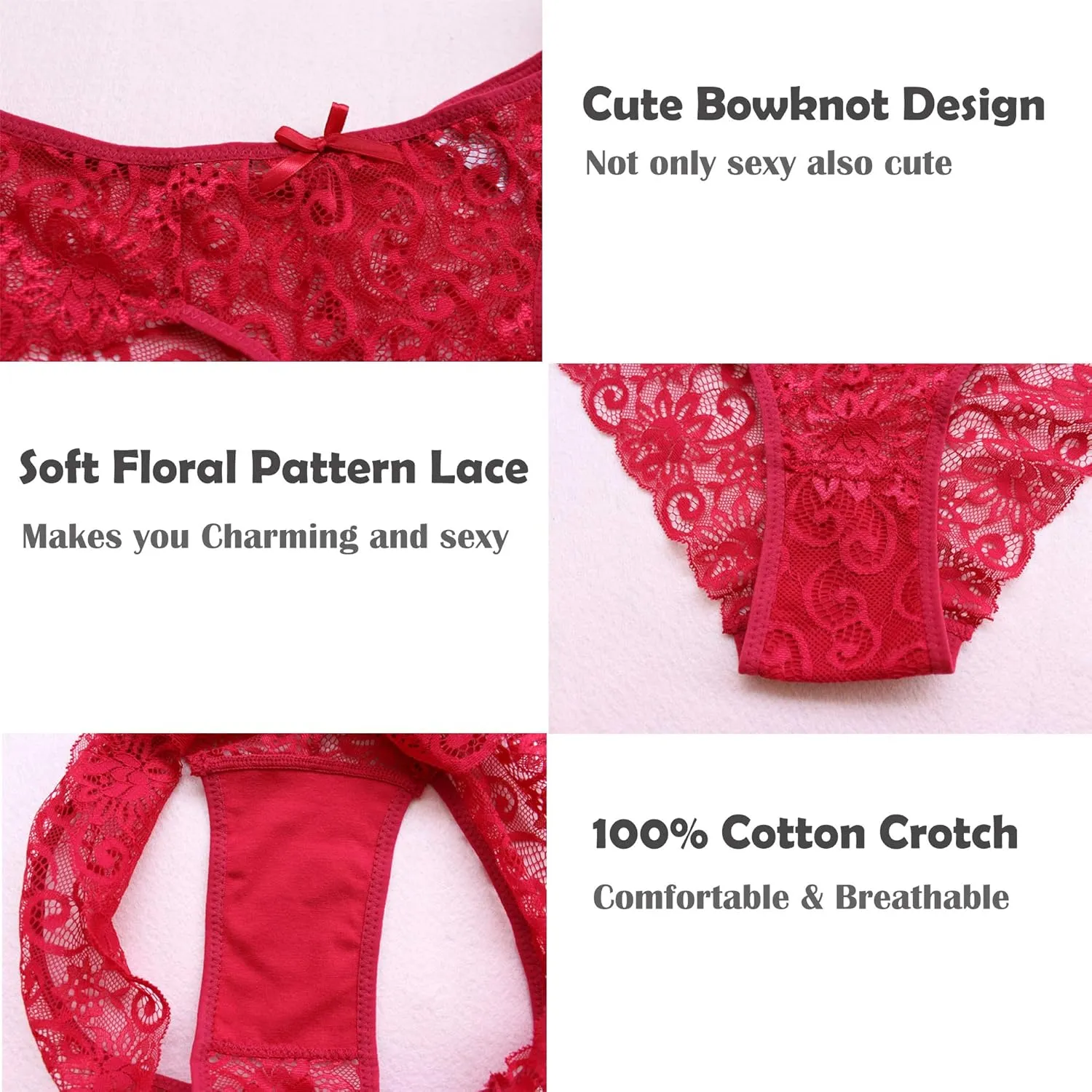 Wetopkim women daily underwear panties pack lace hipster lingerie thong pack of 5(main)