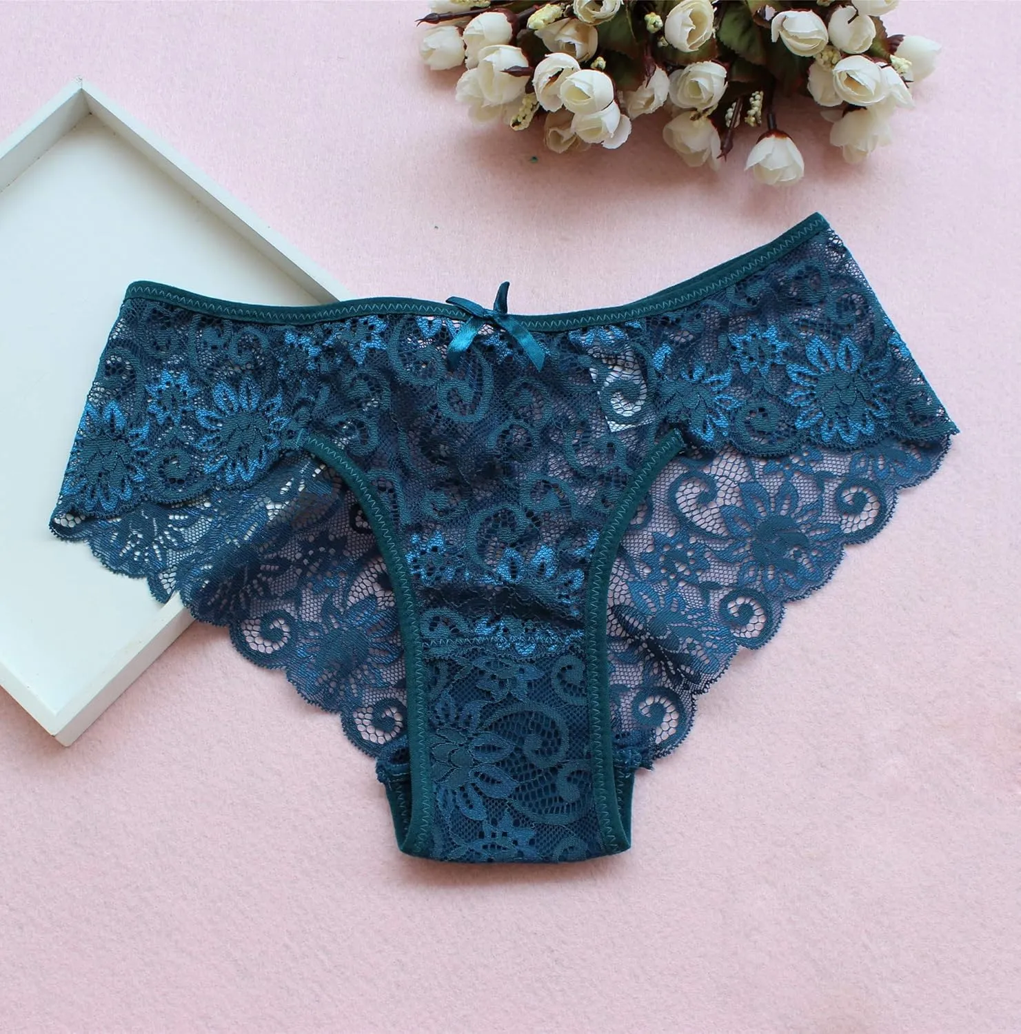 Wetopkim women daily underwear panties pack lace hipster lingerie thong pack of 5(main)