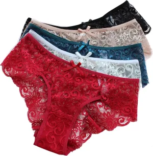 Wetopkim women daily underwear panties pack lace hipster lingerie thong pack of 5(main)
