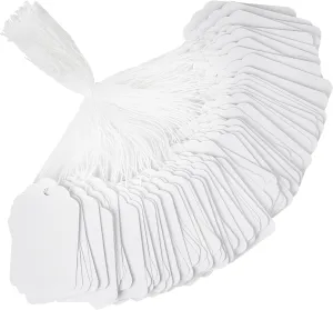 White Price Tags with String - Cuttte 1000PCS Pre-Strung Paper String Tags for Pricing, Hanging Garage/Yard Sale Clothing Jewelry Merchandise for Labeling 1.75 x 1.1 Inch