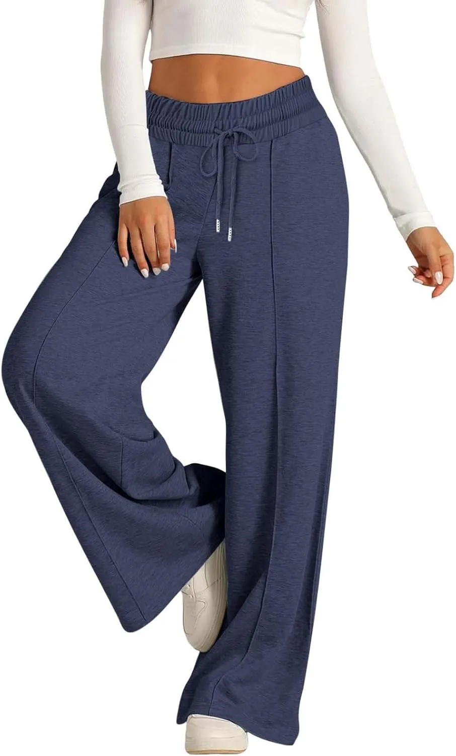 Wide Leg Sweatpants Women High Waisted Baggy Sweat Pants Elastic Drawstring Loose Running Lounge Pants with Pockets