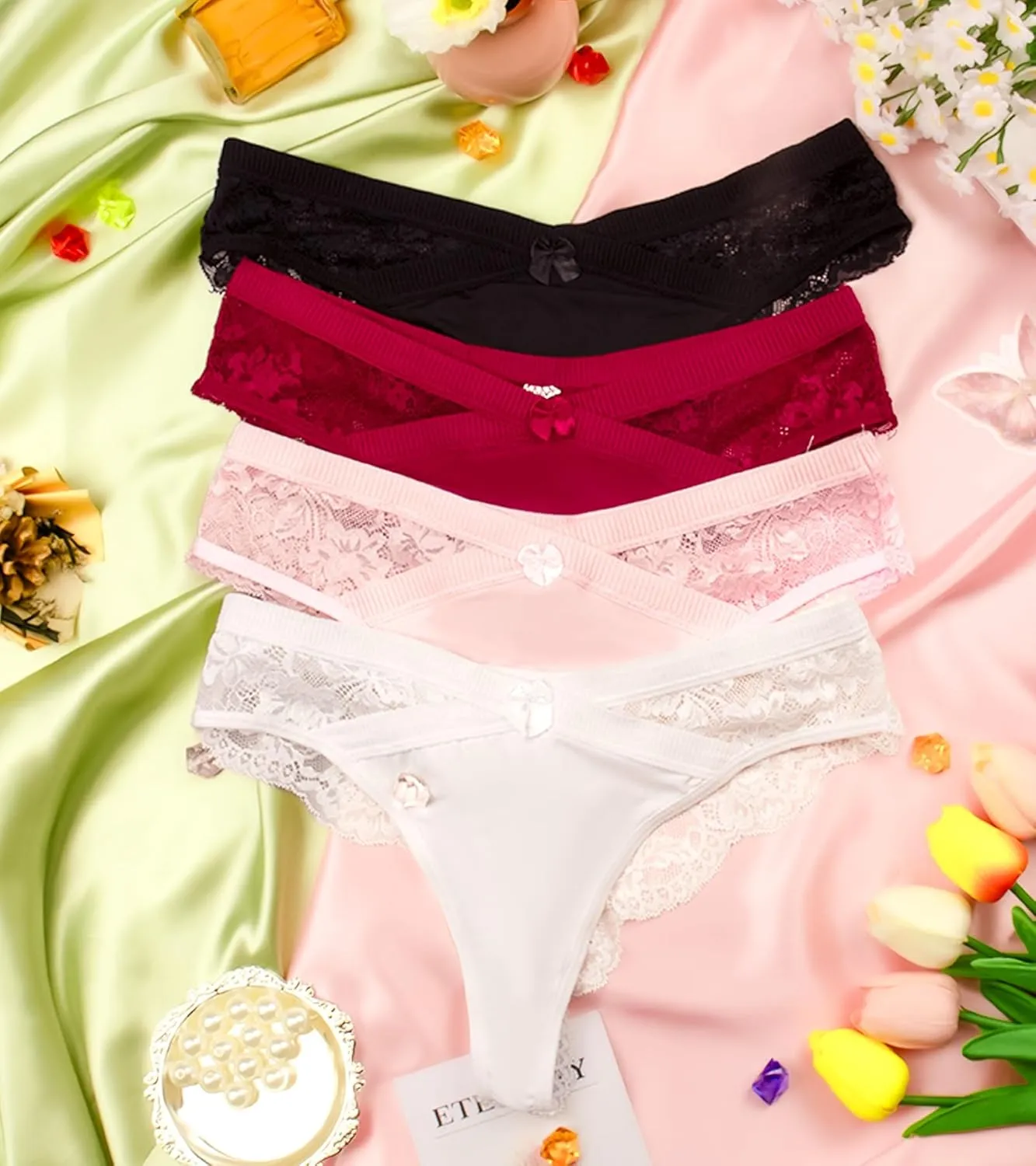 Women Floral Lace G-String Thong Panties Sexy T Back Stertchy Panties