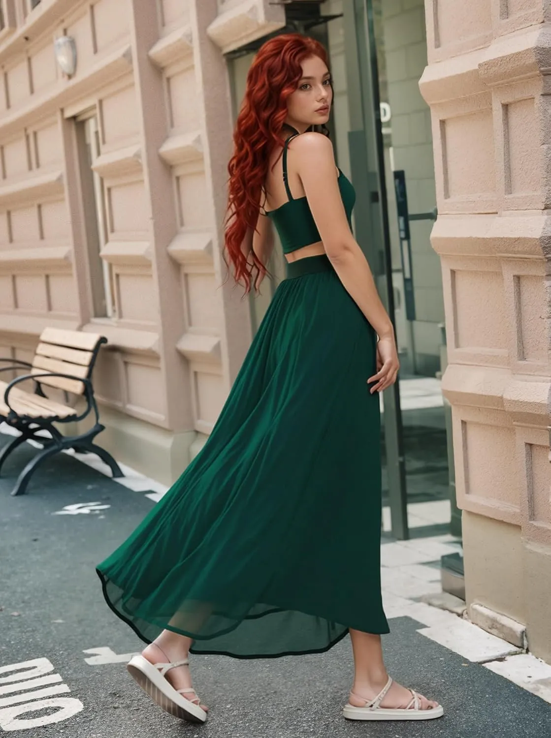 Women Sexy 2 Piece Outfits Dress Chiffon Strap Deep V Neck Bra Crop Top High Split Maxi Dresses Skirt Set