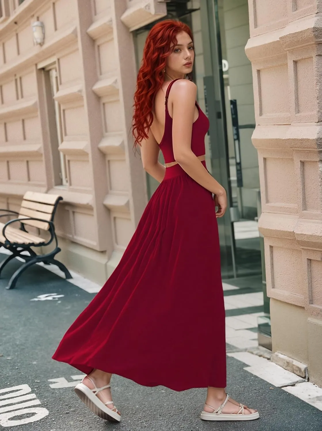 Women Sexy 2 Piece Outfits Dress Chiffon Strap Deep V Neck Bra Crop Top High Split Maxi Dresses Skirt Set