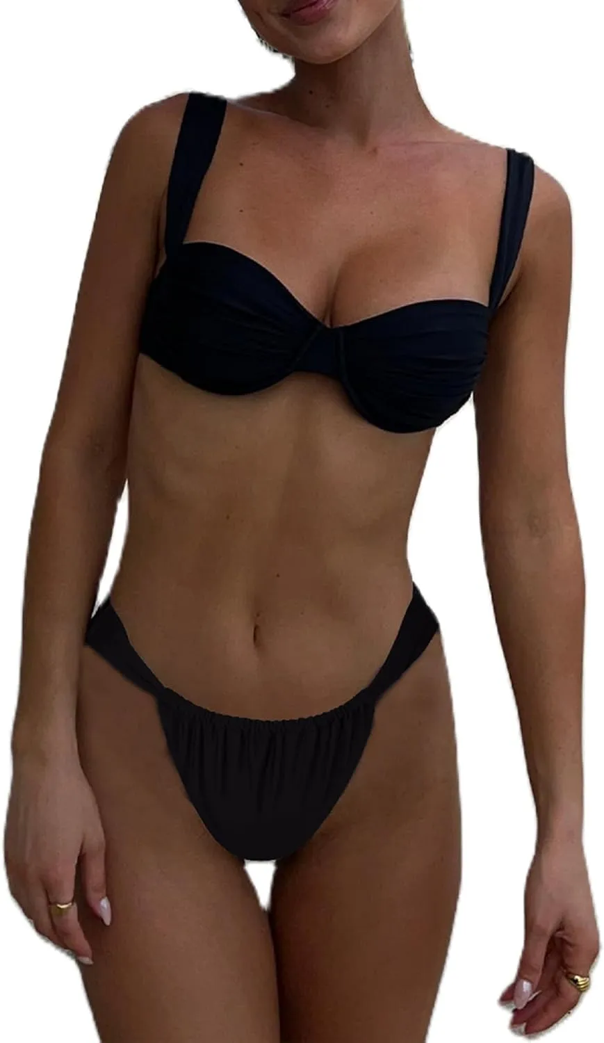 Women Y2k Two Piece Bikini Set Coquette Cute Spaghetti Strap Floral Print Ruffle Swimsuits Beachwear Bathing Suit