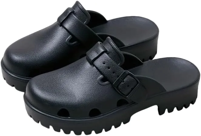 Women's Arch Support Clogs, Solid Color Hollow Out Anti-Slip Garden Shoes, Casual Outdoor Summer Slide Shoes