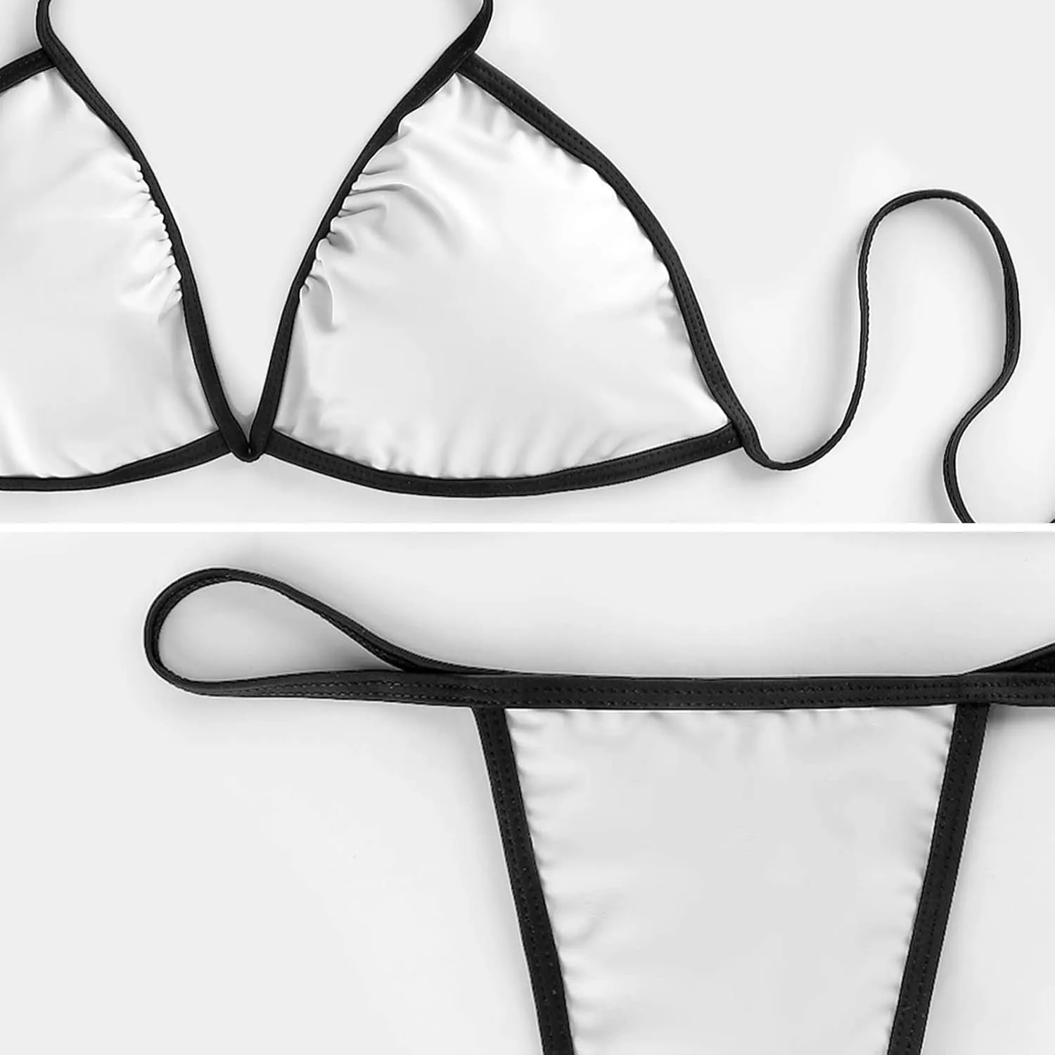 Women's Bikini Set Halter Two Piece Bathing Suit Cheeky Tie Side Thong Swimsuit