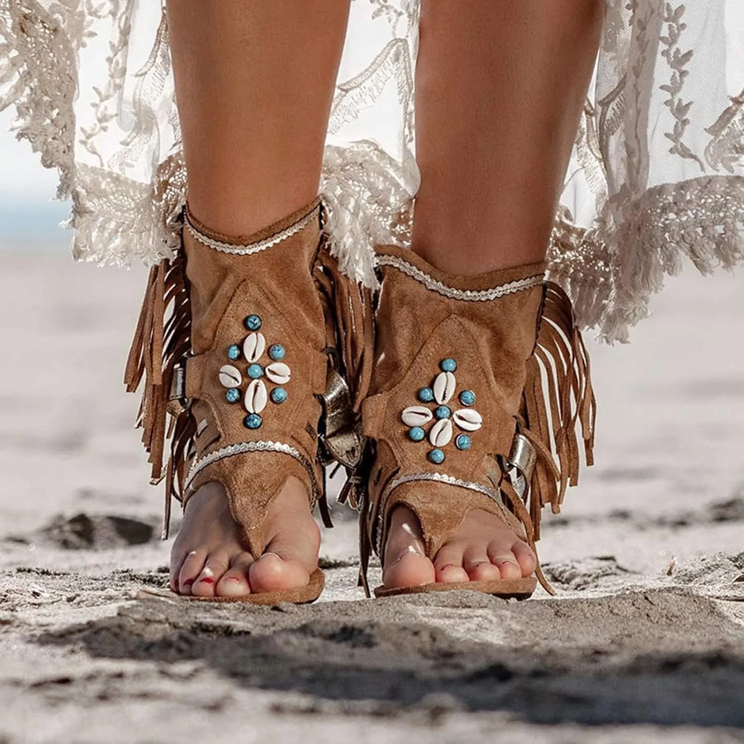 Women's Elastic Ankle Strap Flat Sandals Rhinestone Open Toe Slip on Casual Sandal Arch Support Flat Sandals