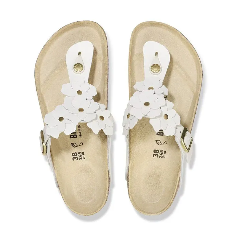 Women's Gizeh Flowers White Leather