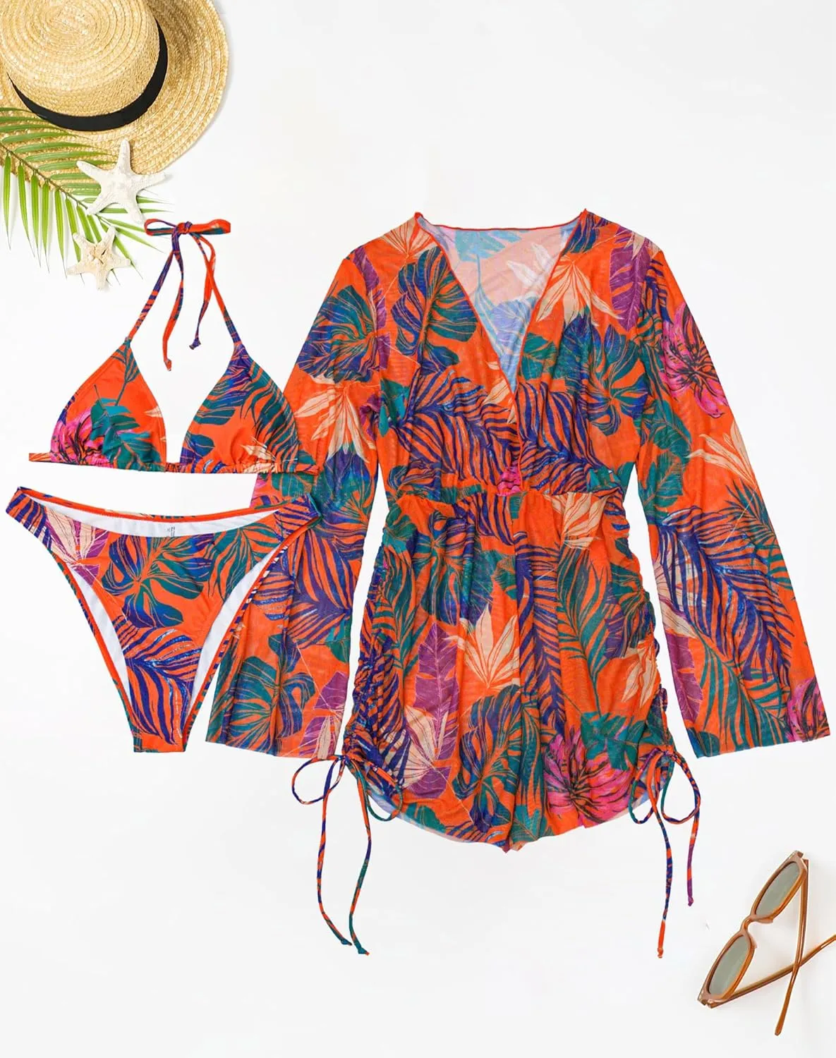 Women's Halter String Triangle Bikini Sets High Cut 2 Piece Bikini Swimsuit