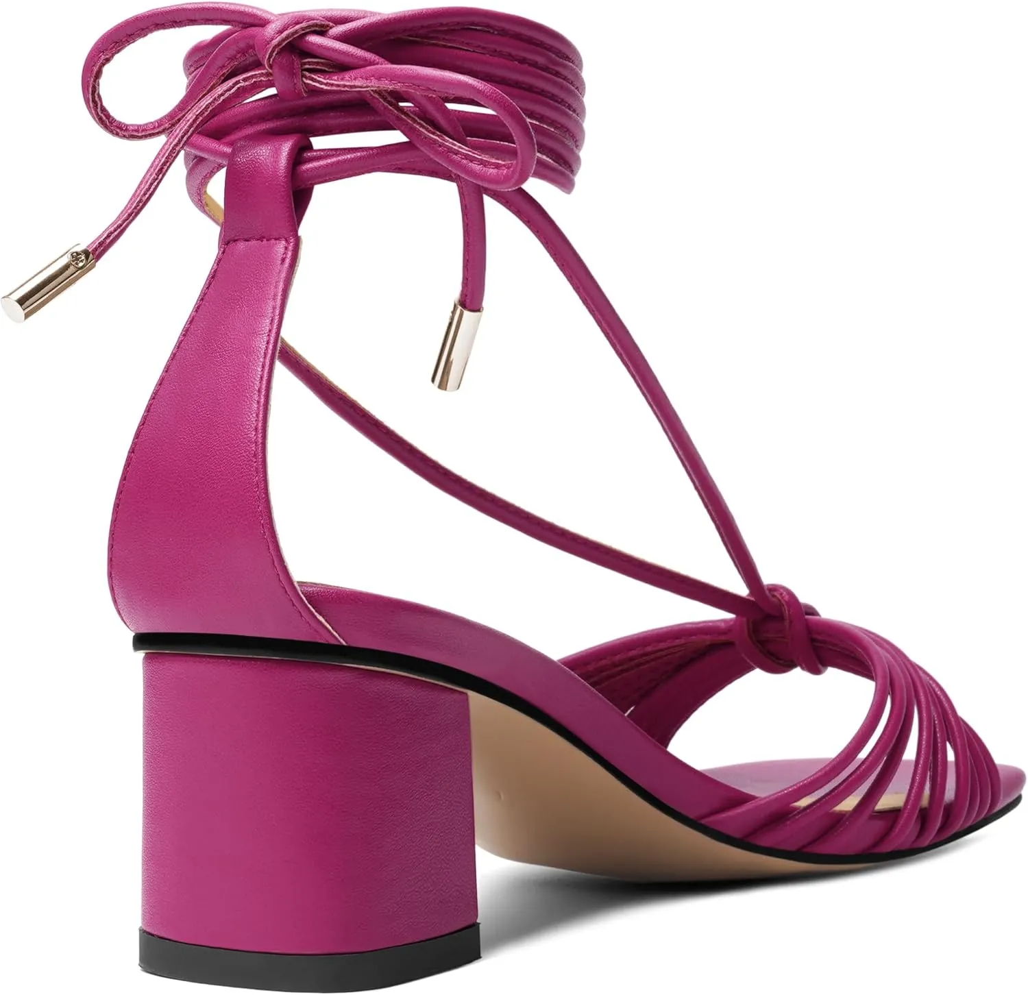 Womens Lace Up Evening Matte Open Toe Ankle Wrap Dress Strappy Chunky Low Heel Heeled Sandals 2.2 Inch