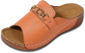 Womens Metal Buckle Sandals Cork Wedge Slides Open Toe Slippers Platform Summer Shoes
