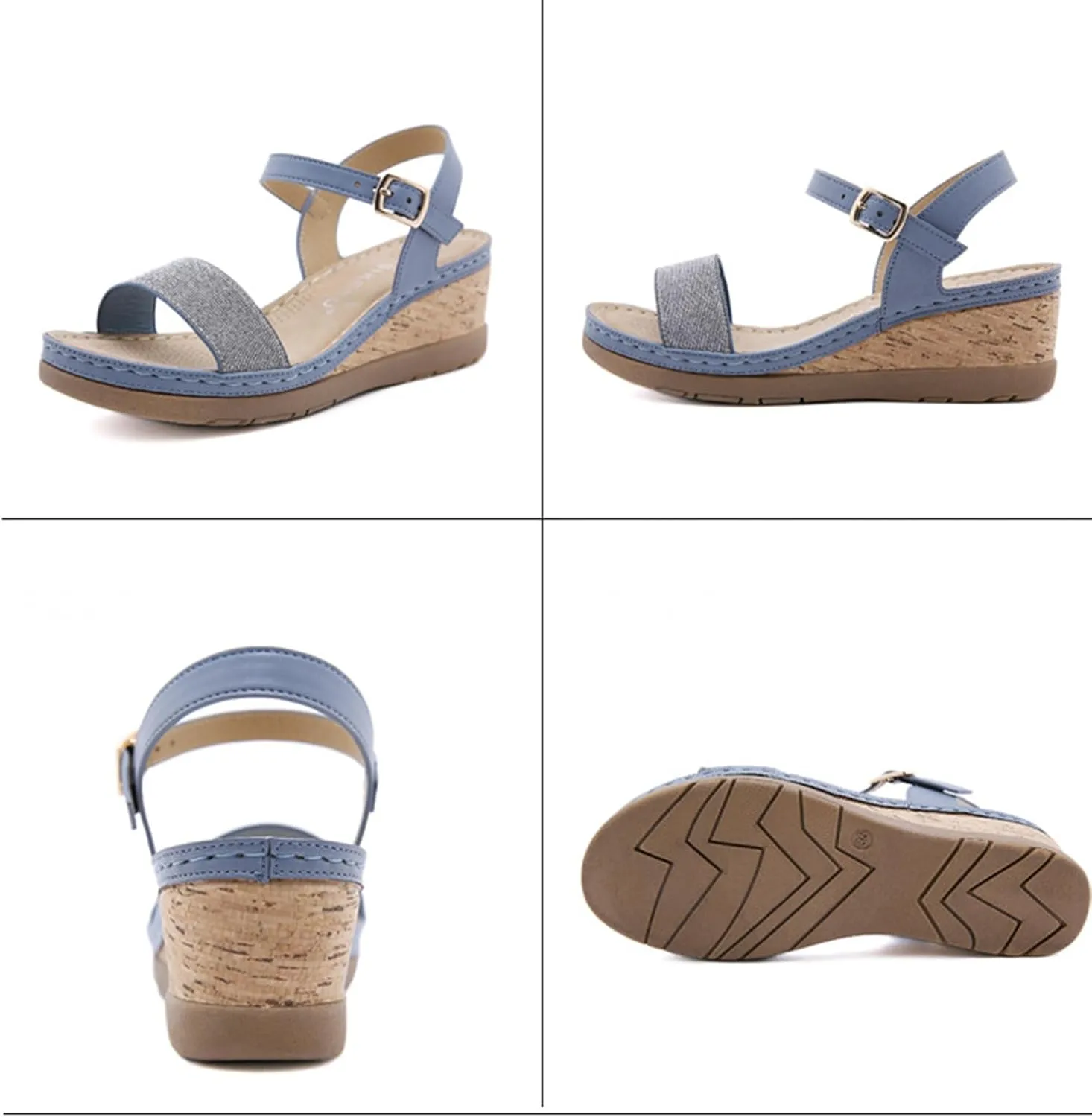 Women's Open Toe Sandals Ankle Strap Buckle Platform Wedge Slides Sandals Dressy Casual Summer Walking Shoes for Women Comfortable Outdoor Shoes