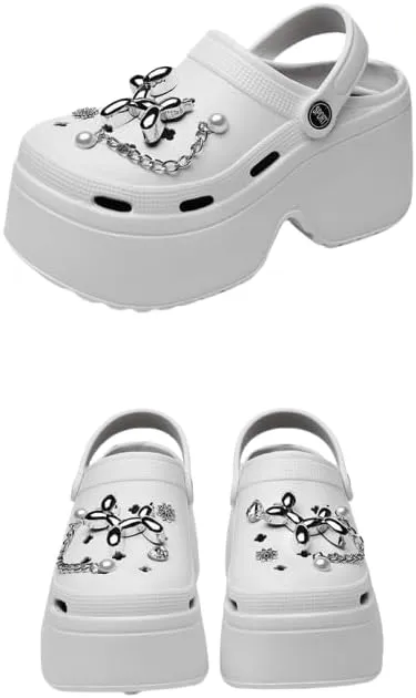 Women's Platform Chunky Clogs, Solid Color Non Slip Slide Shoes, Outdoor Beach Sandals