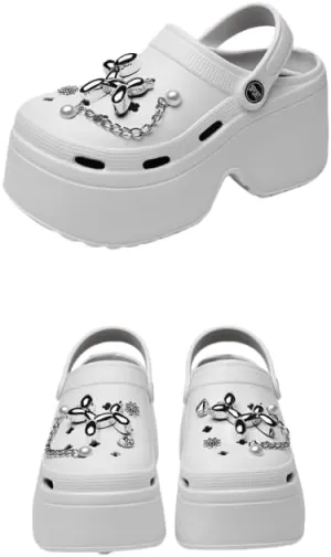 Women's Platform Chunky Clogs, Solid Color Non Slip Slide Shoes, Outdoor Beach Sandals