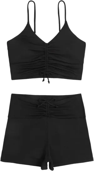Women's Sexy Solid Color Stripe Swimwear Flat Corner Conservative Print Two Piece Swimsuits for Women plus Size