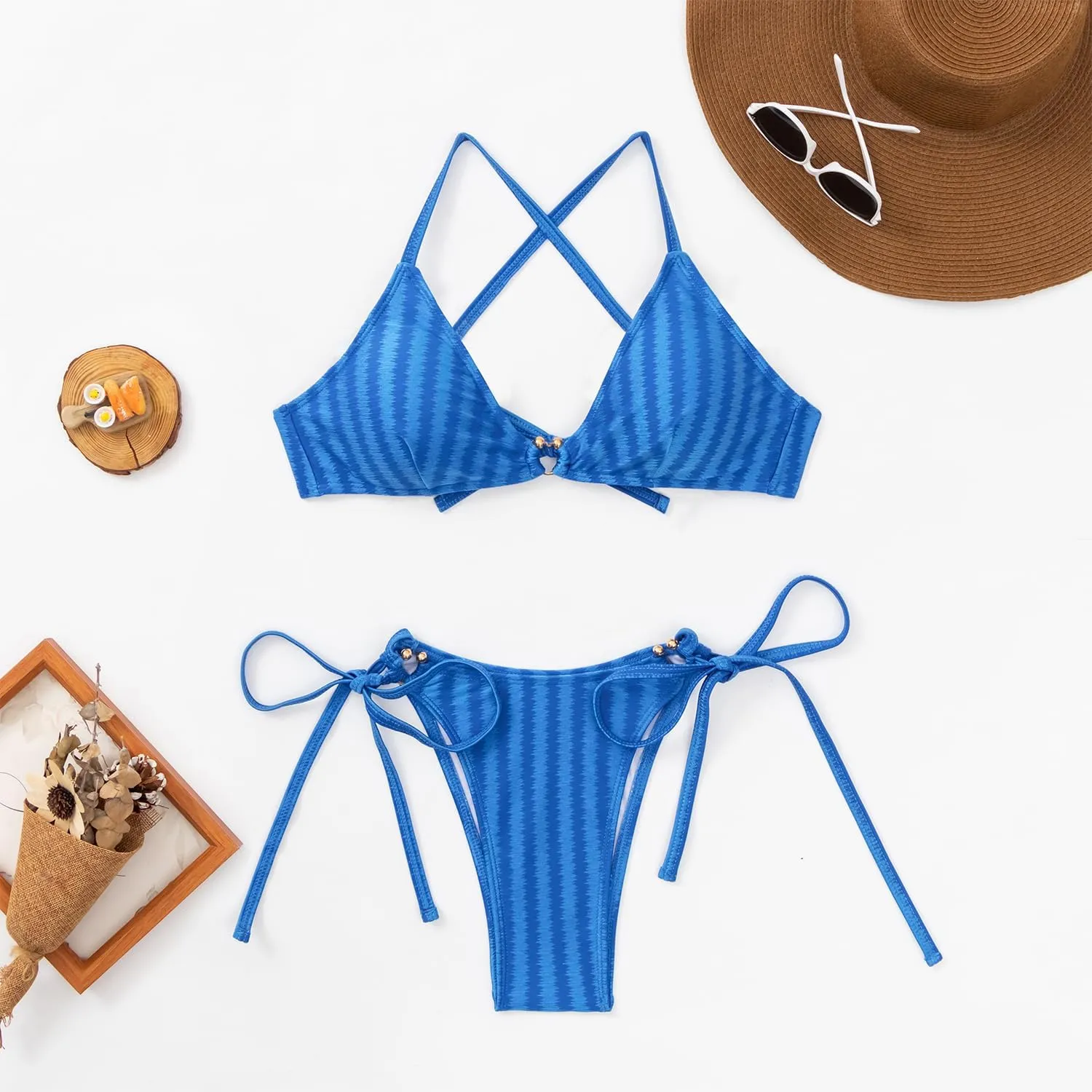 Women's Two Piece Bikini Set Floral Print Knot Bunny Tie