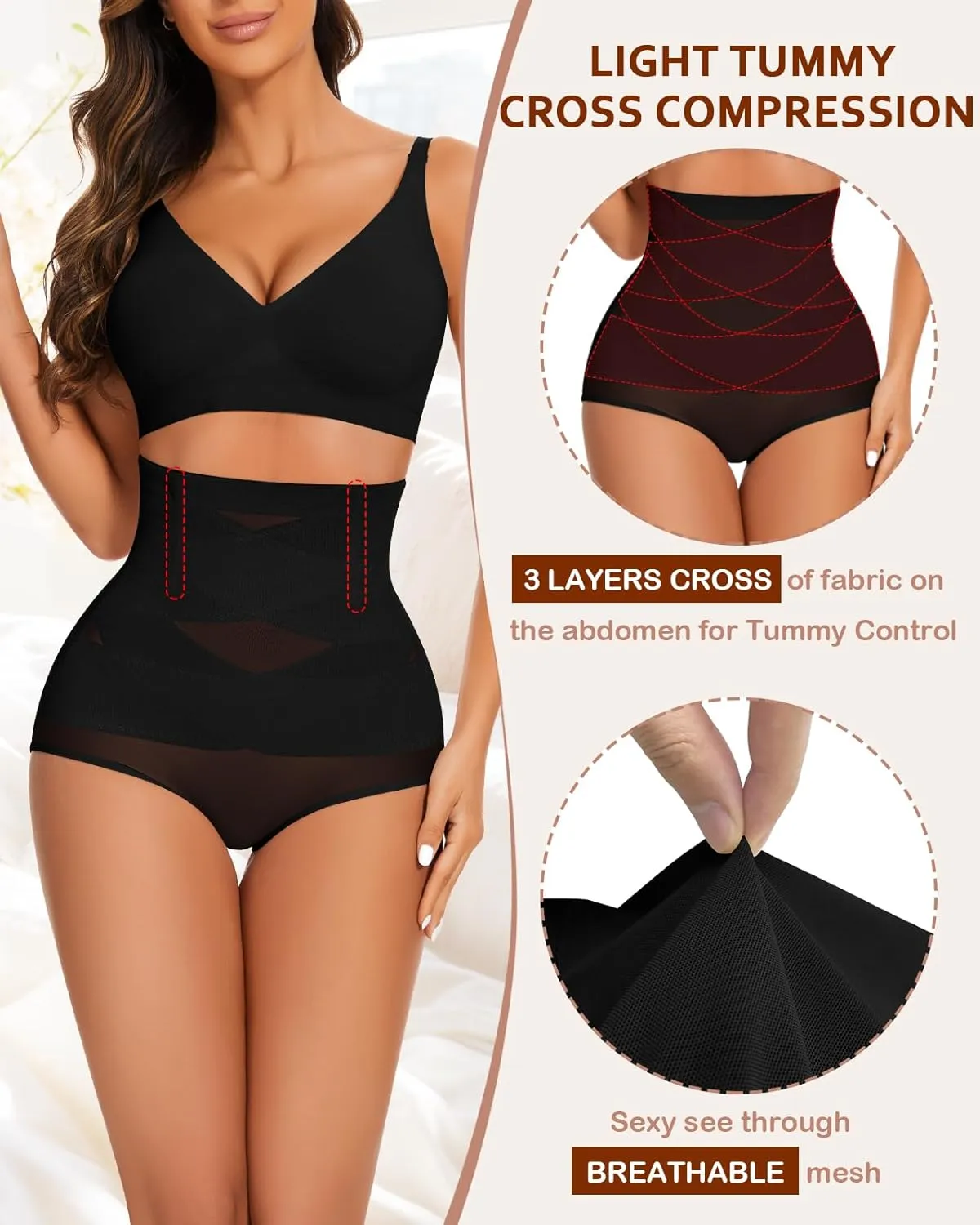 WOWENY Tummy Control Shapewear Panties for Women High Waist Seamless Panties Butt Lifter Underwear Comfy Body Shaper