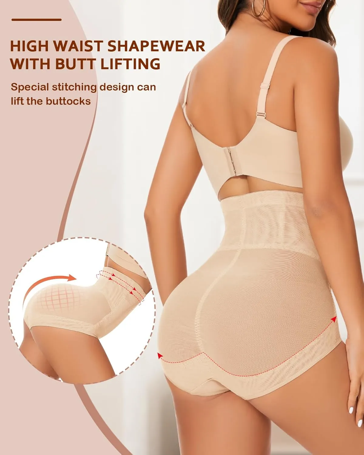 WOWENY Tummy Control Shapewear Panties for Women High Waist Seamless Panties Butt Lifter Underwear Comfy Body Shaper